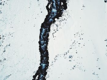 Aerial view of frozen river