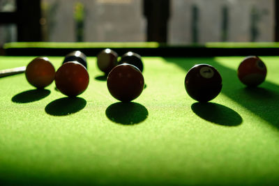 Close-up of balls on table