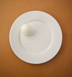 High angle view of plate on table