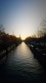 Scenic view of river against sky at sunset