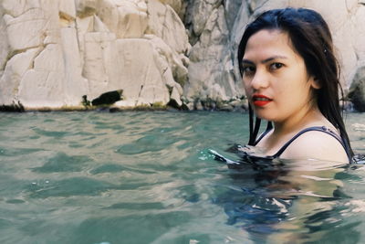 Portrait of woman in water