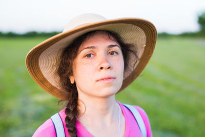 Portrait of a girl wearing hat