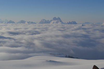 Scenic view of snowcapped mountain against sky