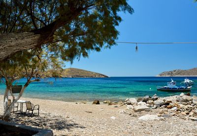 Scenic view of sea against clear sky