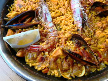 High angle view of meal served in plate