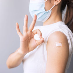 Midsection of woman with hands