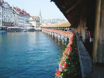 Kapellbrucke over reuss river in city