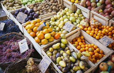 Variety of fruits for sale at market