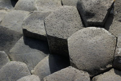 High angle view of stone wall