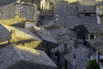 High angle view of buildings in city