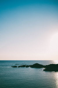 Scenic view of sea against clear sky