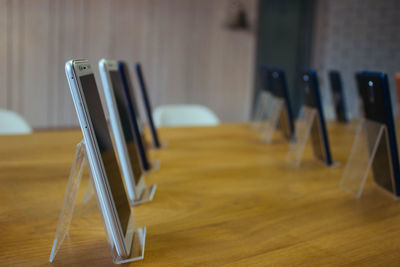 Mobile phones on table