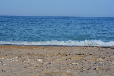 Scenic view of sea against clear sky