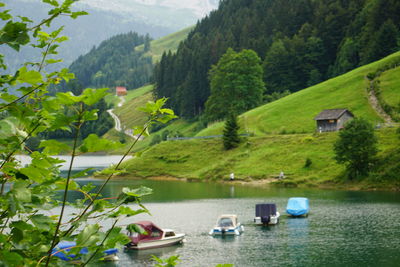 Scenic view of lake and mountains