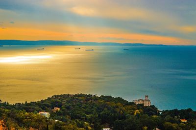 Scenic view of sea at sunset