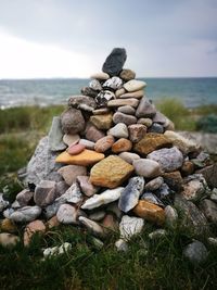 Stack of stones on shore