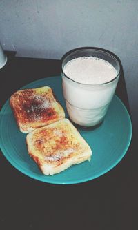 Close-up of breakfast served on table
