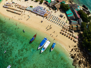 High angle view of people on beach