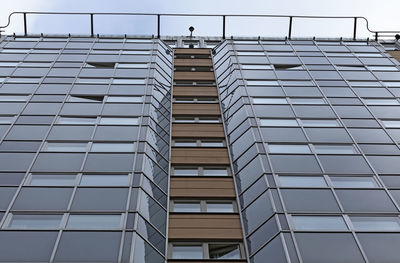 Low angle view of modern building against clear sky