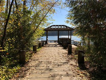 Gazebo amidst trees in park during autumn