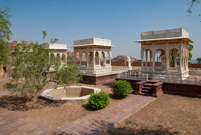 Exterior of temple against clear sky