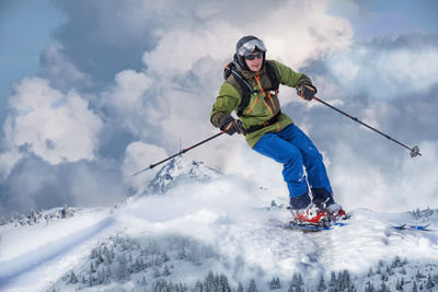High angle view of person skiing on snow