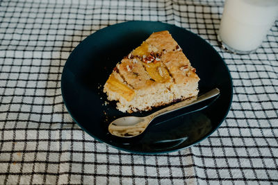 High angle view of food in plate