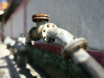 Close-up of rusty metal pipe