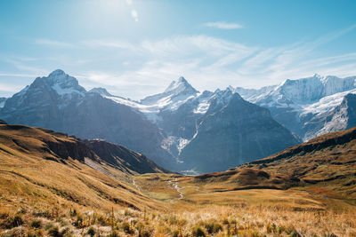 Scenic view of mountains against sky