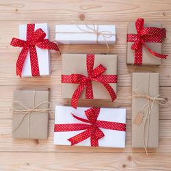 High angle view of christmas decoration on table