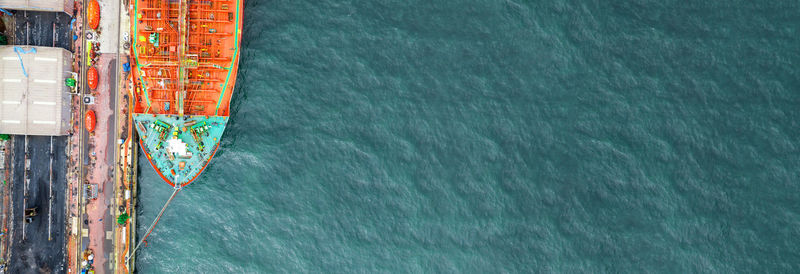 High angle view of boat in sea