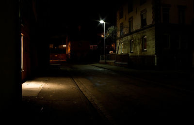 Illuminated street at night