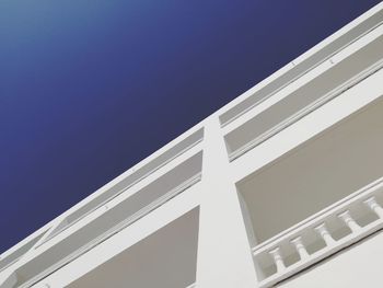 Low angle view of building against clear blue sky