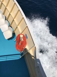 High angle view of boat on sea