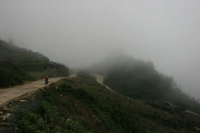 Scenic view of mountains against sky during winter