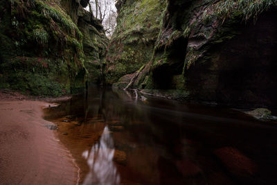 Stream flowing through rocks in forest