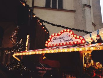 Low angle view of illuminated building