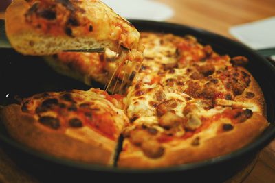 Close-up of pizza in plate