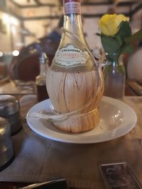 Close-up of tea served on table in restaurant