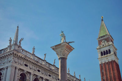 Low angle view of historic building against clear sky