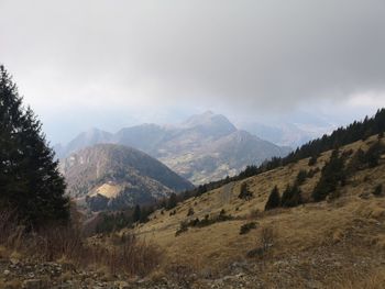 Scenic view of mountains against sky