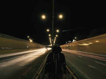 Cars moving on road at night