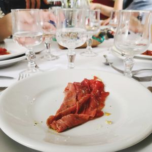 Close-up of ice cream in plate on table