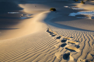 High angle view of sand dune in desert