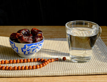 Close-up of breakfast served on table