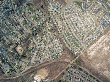 Aerial view of suburban landscape in new jersey