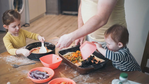 People having food at home