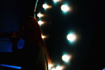 Close-up of illuminated lighting equipment