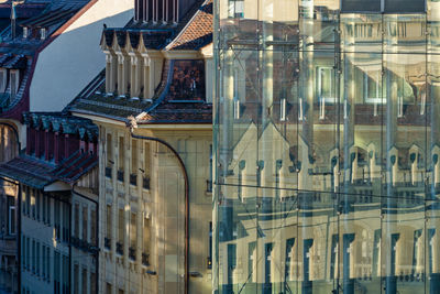 Reflections of buildings in bern, switzerland