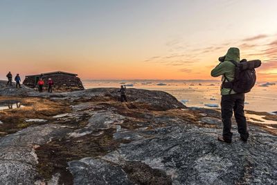 Scenic view of sea at sunset